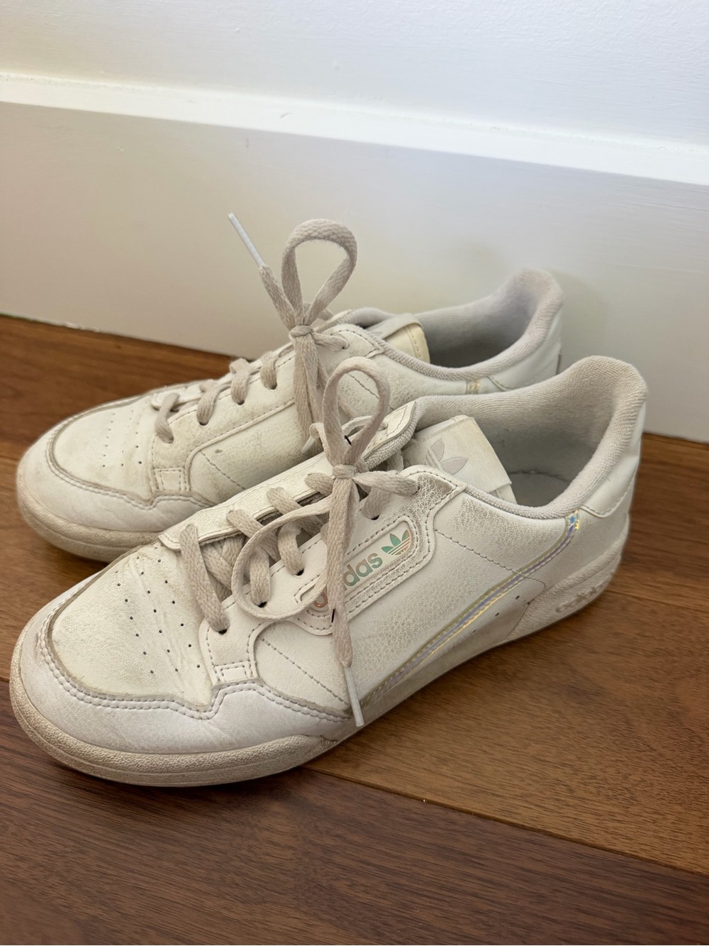 adidas Continental 80 White Iridescent Sneakers Size 4.5/6.5 women’s